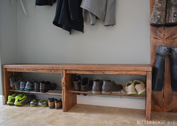 Easy Mudroom Bench with Shoe Rack