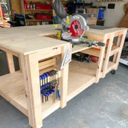 DIY Mobile Workbench with Table Saw & Miter Saw