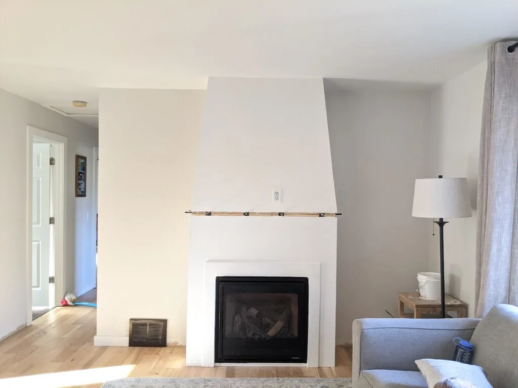 DIY gas fireplace cement board frame