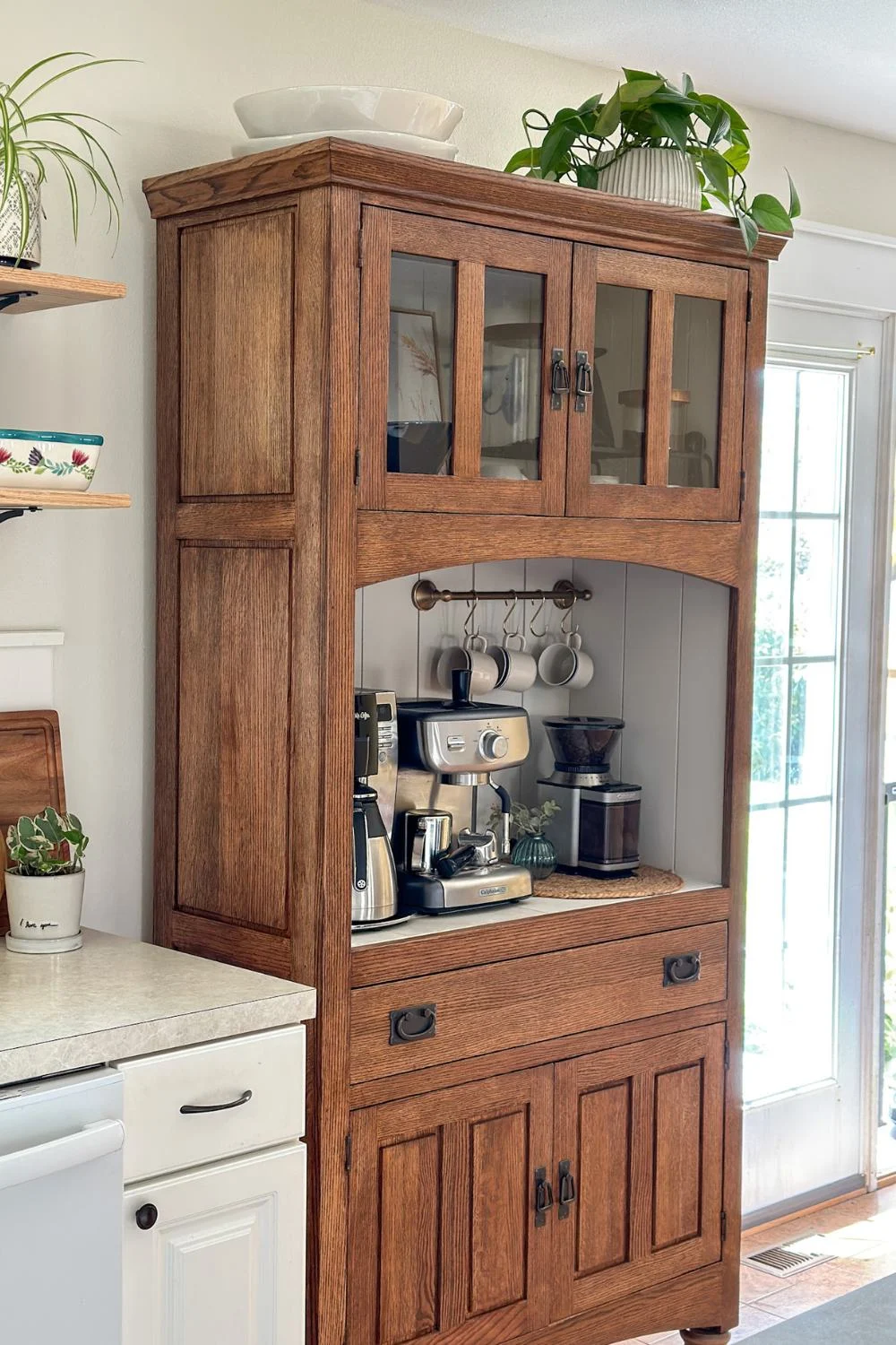 DIY Coffee Bar Cabinet from a FB Marketplace Hutch | Tylynn M