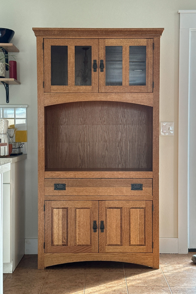 diy coffee bar hutch makeover_before