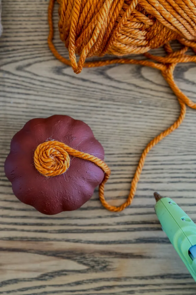 DIY Yarn Pumpkins step 2