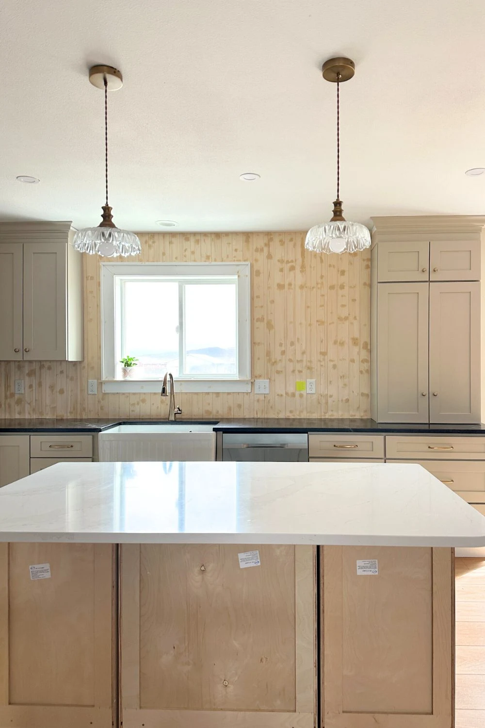 How to Install a V-Groove Plank Kitchen Backsplash_wood filler