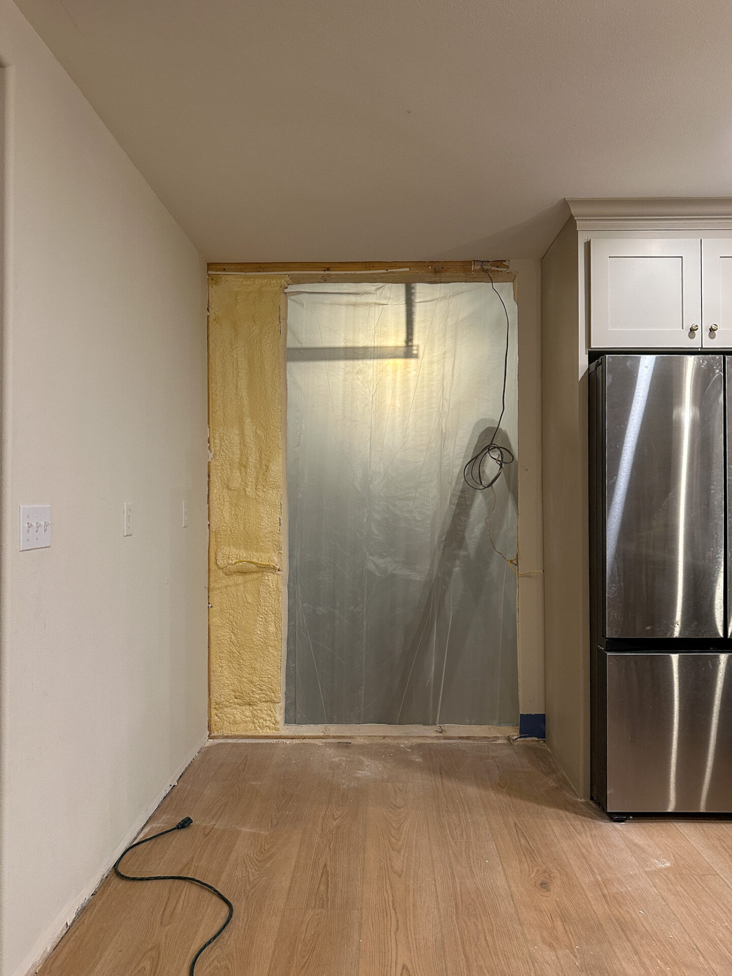 Replacing the walk-in pantry with DIY Pantry Cabinets_garage door opening