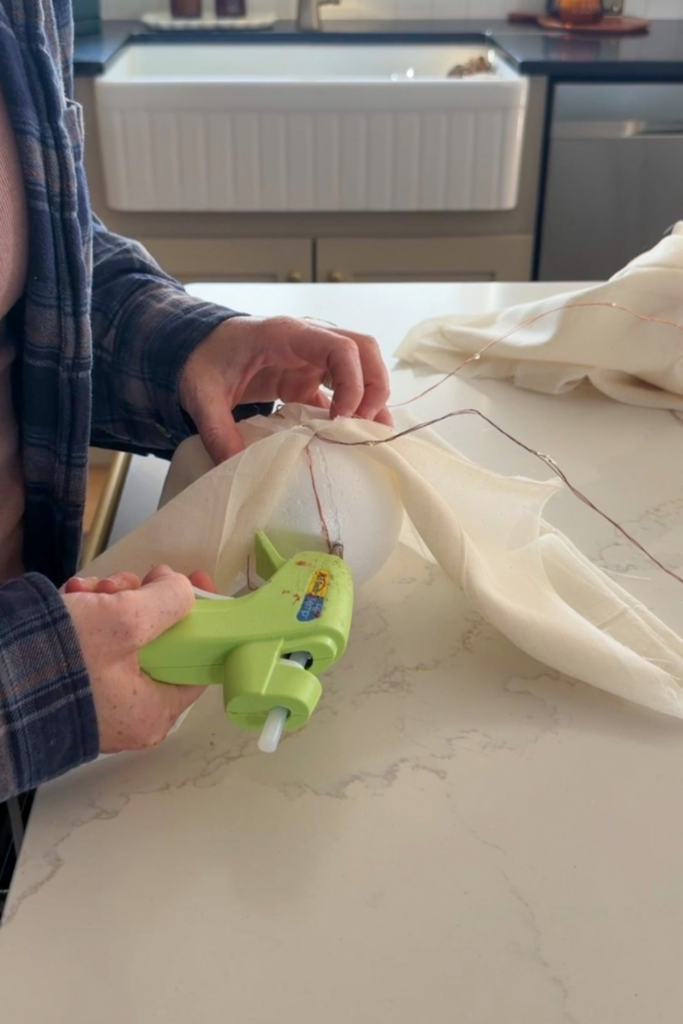 DIY Glowing Ghost Garland_cheesecloth