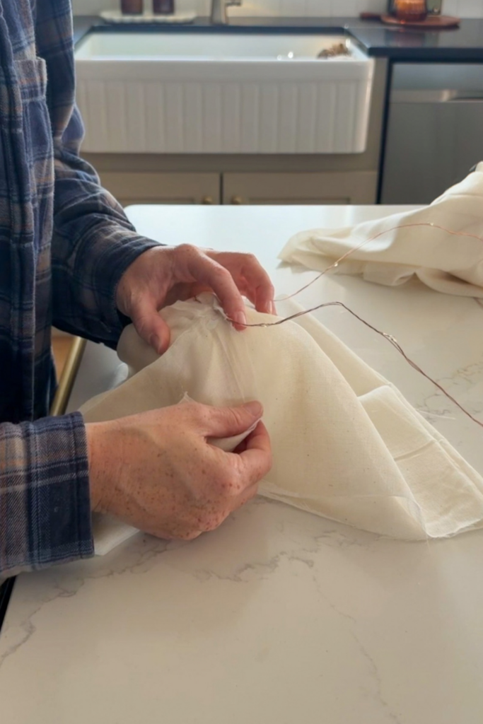 DIY Glowing Ghost Garland_cheesecloth
